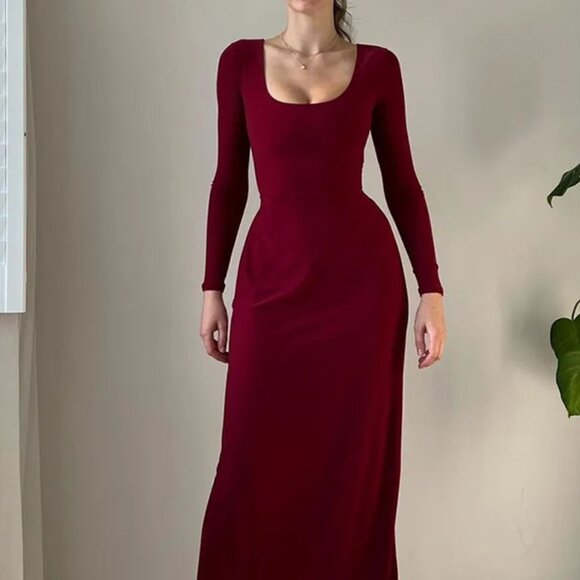 Shatter Dresses & Skirts - Full Size Tied Long Sleeve Bodycon Midi Dress Plus Size | New Evening Dress